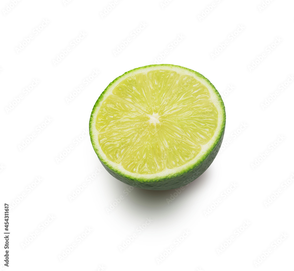 Citrus-fruit of lime slice. Close-up on white background