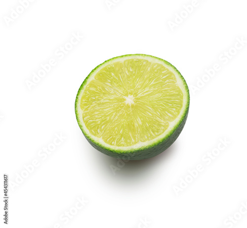 Citrus-fruit of lime slice. Close-up on white background