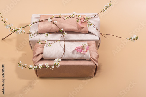 Korean traditional wrapping gift box. Korean traditional gift packaging cloth made of silk.
