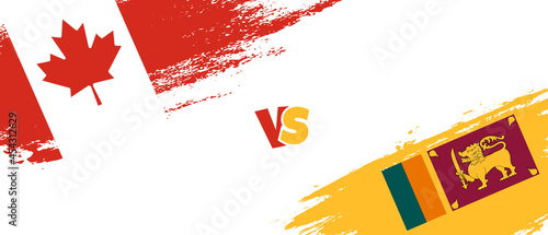 Creative Canada vs Sri Lanka brush flag illustration. Artistic brush style two country flags relationship background