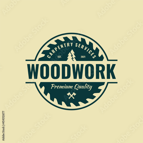 Carpentry vintage logo vector