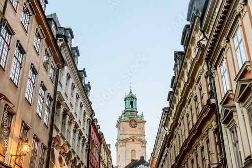 cityscape with old buildings in old town stockholm 