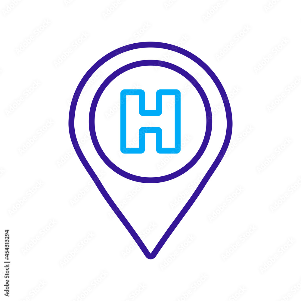 Hospital or heliport pointer vector icon Hospital or heliport pointer vector icon