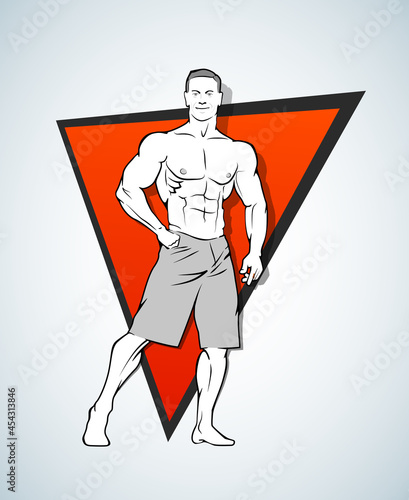 Muscle man silhouette lifting weights fitness gym icon bodybuilder logo