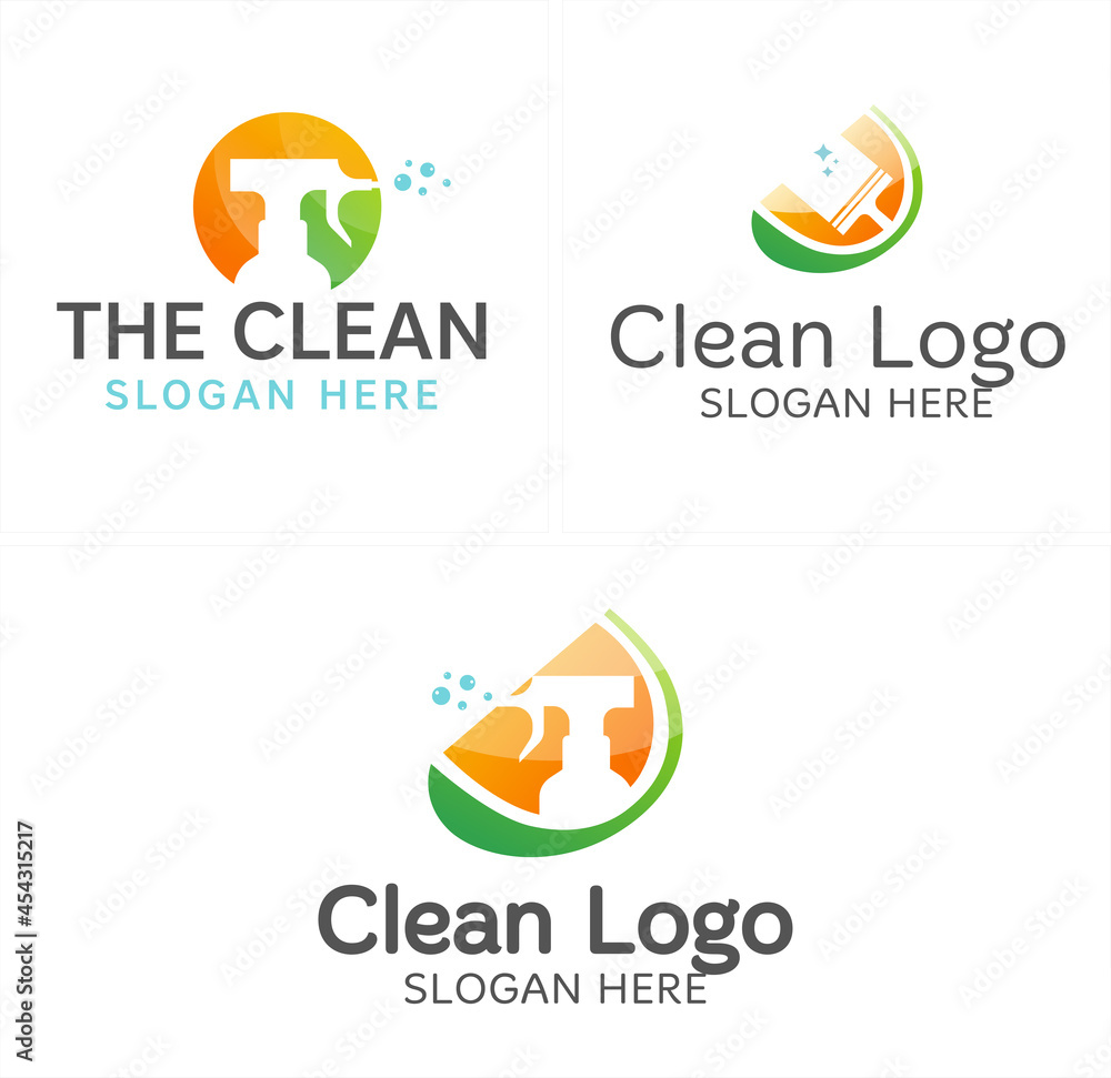 Cleaning service cleaner spray glass logo design
