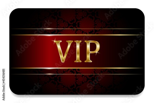 Premium VIP card red and black with gold elements.Premium card with vintage pattern. Business card. Modern creative template. Sale banner.