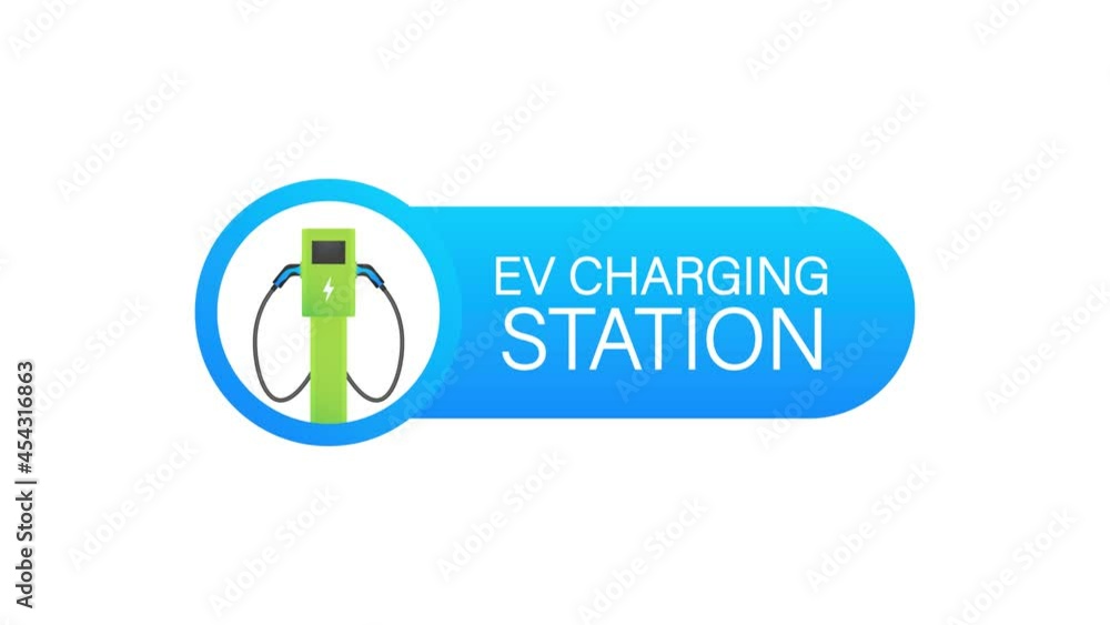 Electric car charging. EV station. Vehicle standing. Motion graphics Electric car charging. EV station. Vehicle standing. Motion graphics