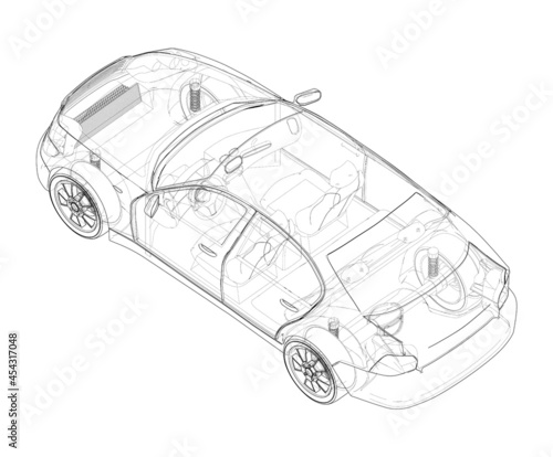 Electromobile. Vector Orthography