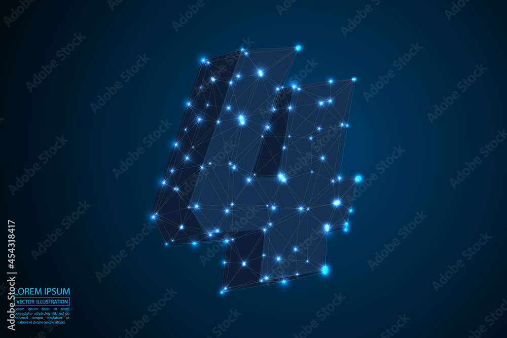 custom made wallpaper toronto digitalAbstract number four, figure 4, consisting of triangles, circles, spots of decay, stars. Vector eps 10.