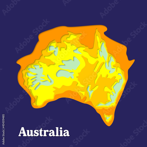 Happy Australia republic day. Typographic poster paper cut style. Lettering greeting card. National banner poster. Multilayer paper cut applique Australian. Republic day celebration paper art style