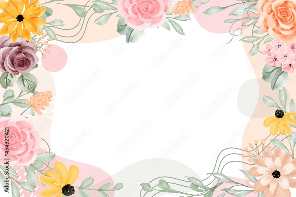 floral frame background abstract with white space
