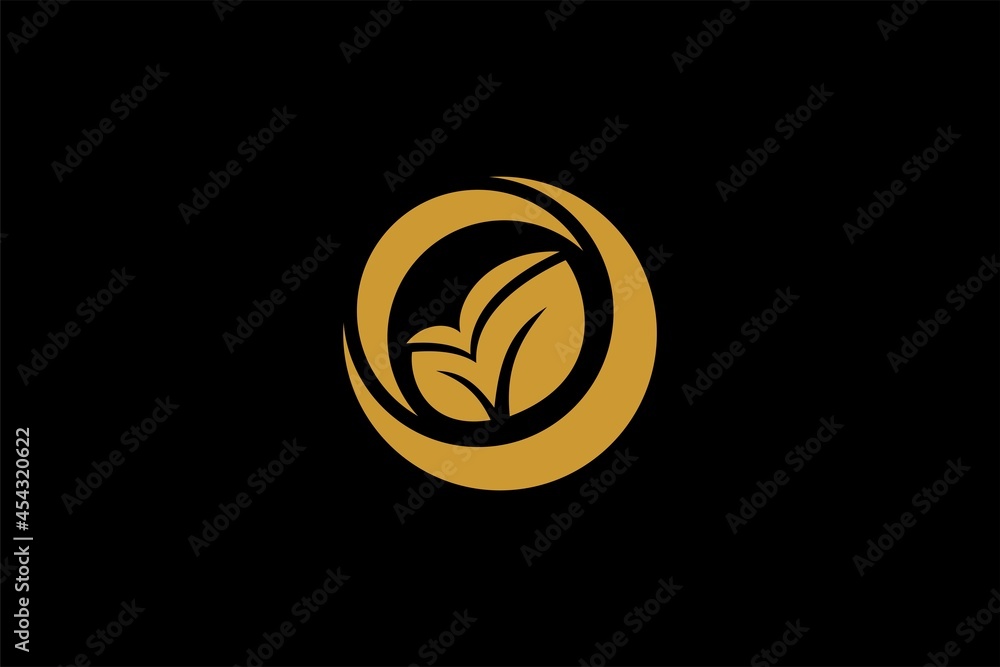 Green leaf logo design. Plant illustration symbol. Circle leaves vector icon. Green leaf logo design. Plant illustration symbol. Circle leaves vector icon.