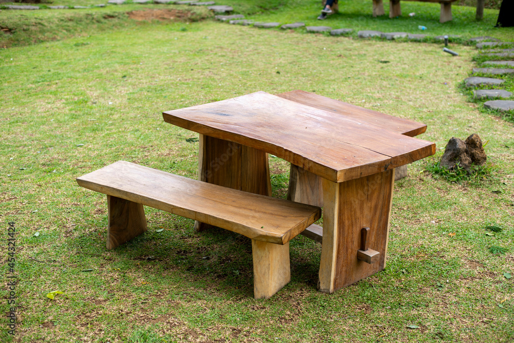 wooden chair in a park with green grass background, wooden chair in a park with green grass background,