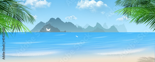 tropical palm view summer banner