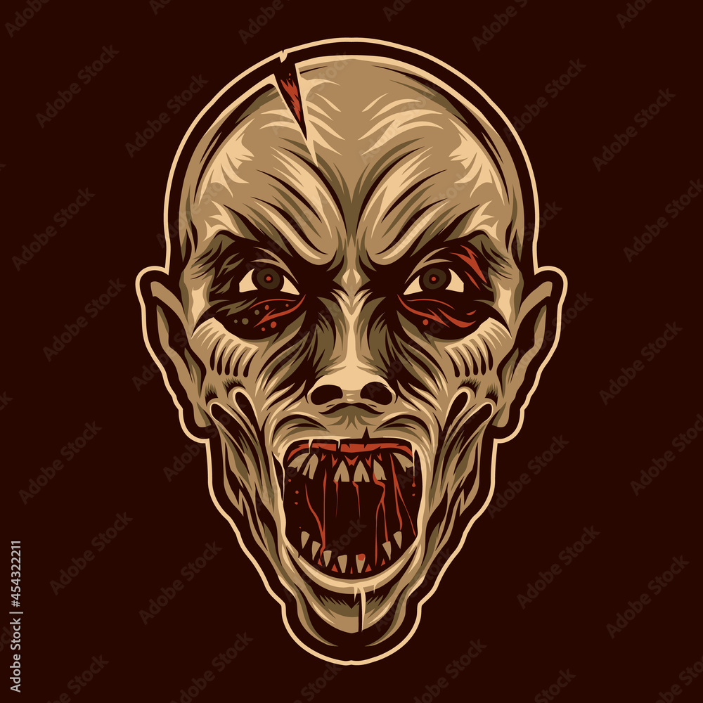 Fototapeta premium zombie head vector illustration design