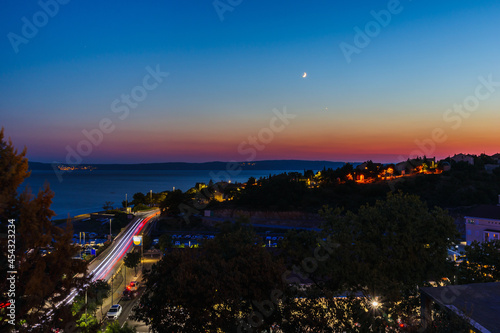 Sunset on the beach in Novi Vinodolski Croatia	 photo