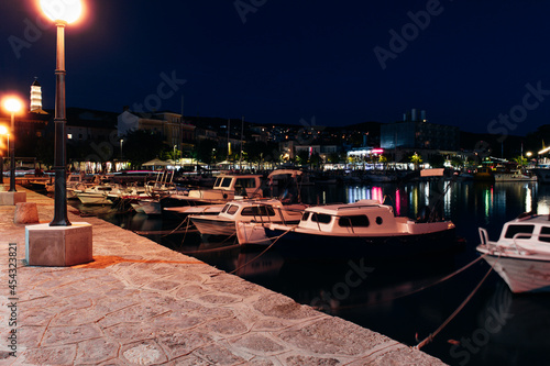 At night in Crikvenica in Croatia port