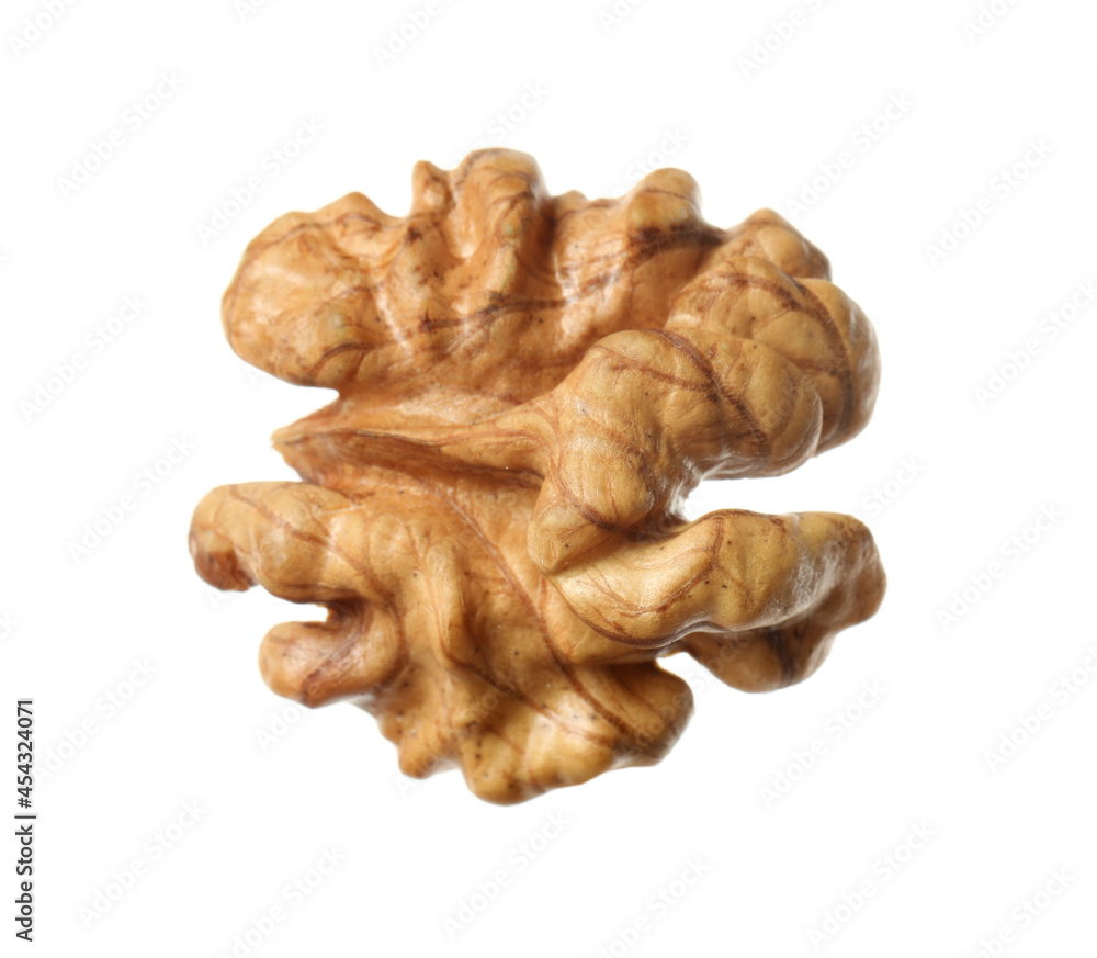 Half of ripe walnut isolated on white Half of ripe walnut isolated on white