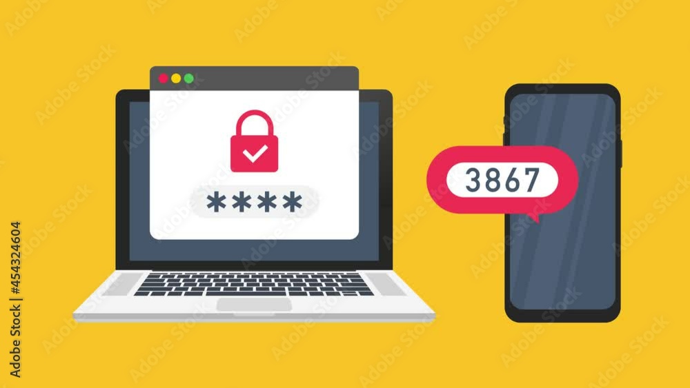 Two step authentication illustration, flat cartoon smartphone and computer safety login or signin. Motion graphics Two step authentication illustration, flat cartoon smartphone and computer safety login or signin. Motion graphics