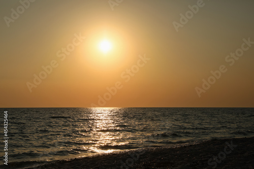 Picturesque view of beautiful sea at sunset