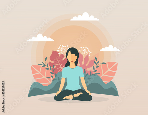 Woman Meditating in Nature - Connection to Nature - Fall Colors