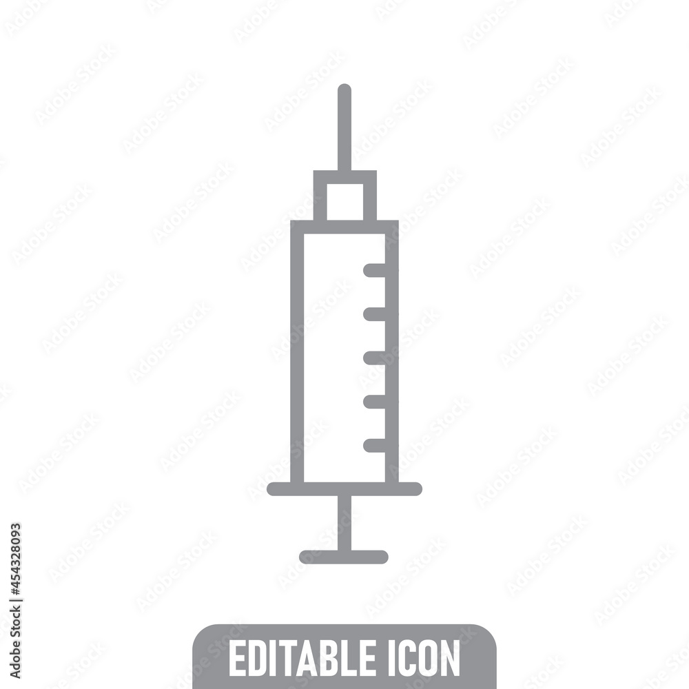 Syringe icon. Vaccine vaccination symbol. Editable line stroke. Syringe icon. Vaccine vaccination symbol. Editable line stroke.
