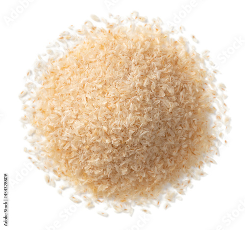 Fotografi Whole psyllium husks isolated on white background, top view