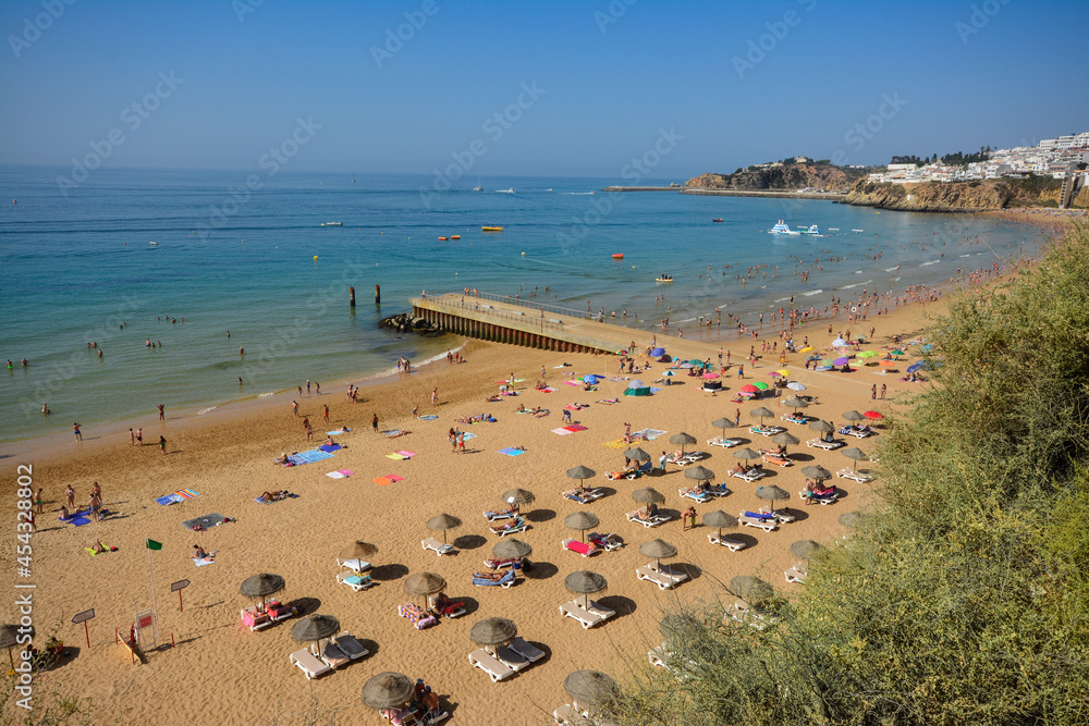 Albufeira beach view in summer, Algarve Portugal Albufeira beach view in summer, Algarve Portugal
