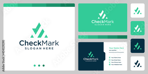 abstract check mark logo. premium vectors. business card template design