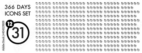 二つの円で表現した366日のカレンダー ベクターイラストアイコン