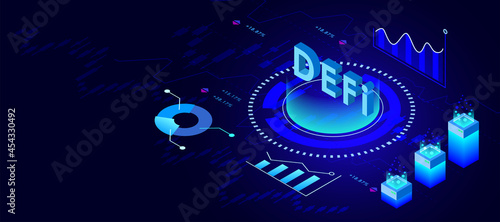 Defi decentralized finance technology isometric vector