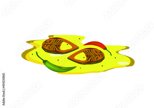 illustration of an fish with mustard paste