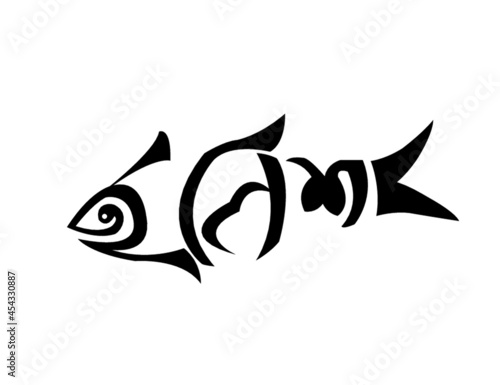 black and white fish Hilsa line art