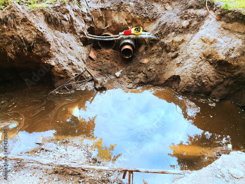 A big sewer accident in the street of the city