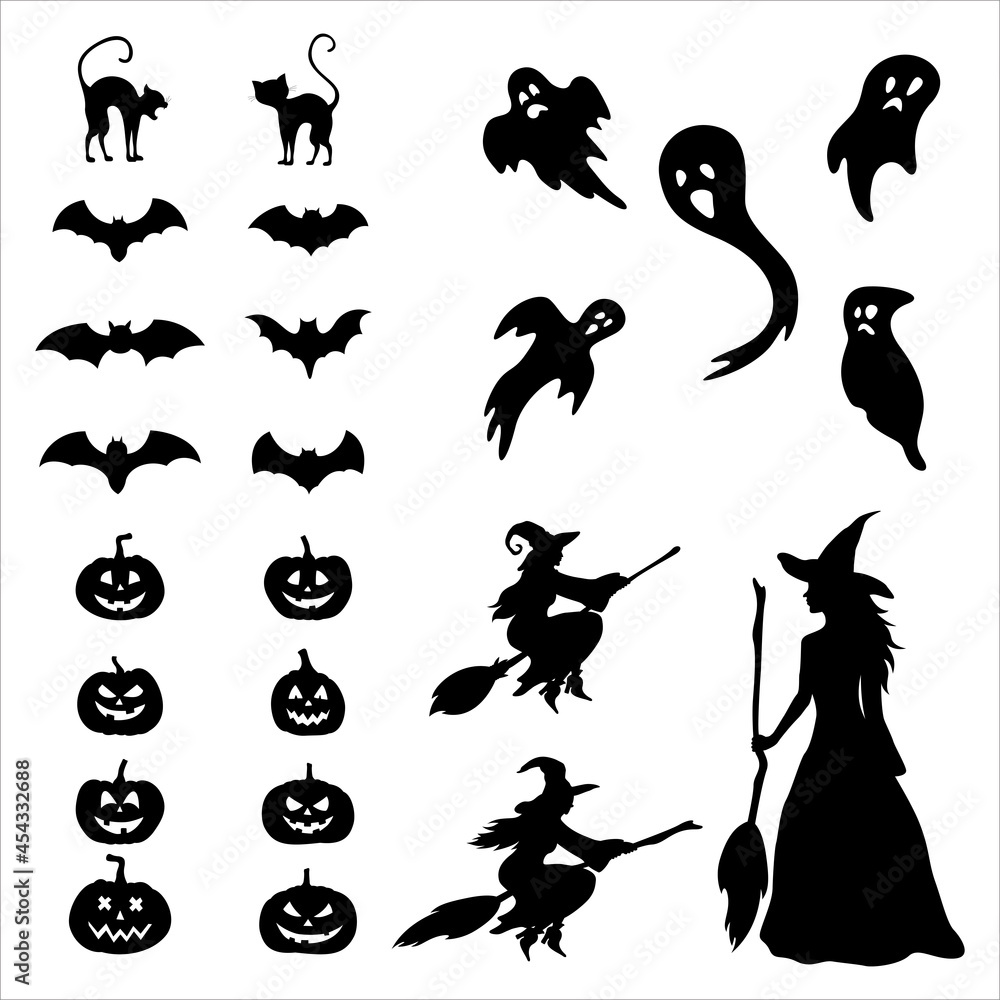 Collection of silhouettes for Halloween party. Collection of silhouettes for Halloween party.
