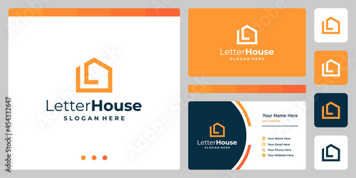 inspiration for the shape of a house with the initial letter L. vector premium