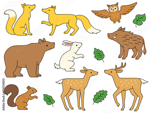 森の動物達のイラストセット