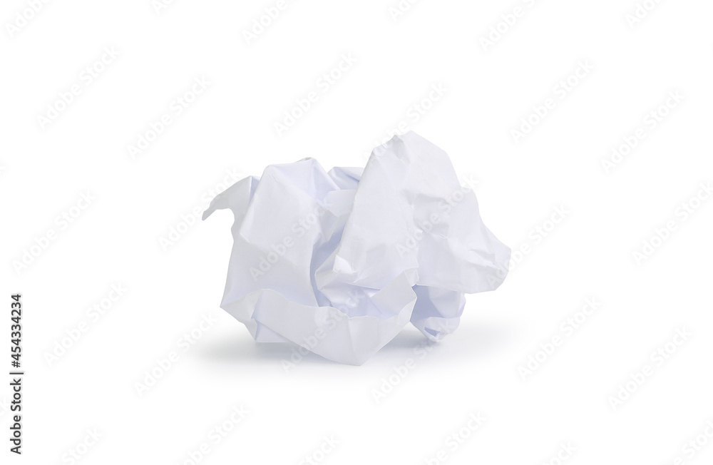White crumpled paper isolated on white background. Image with Clipping path