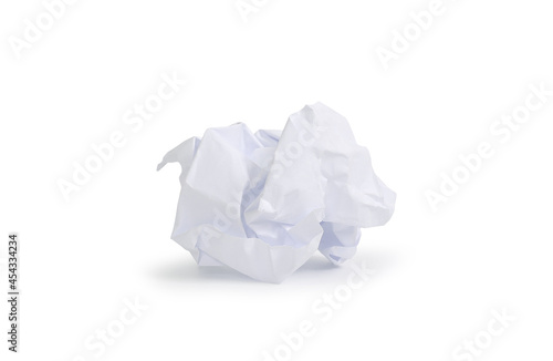 White crumpled paper isolated on white background. Image with Clipping path