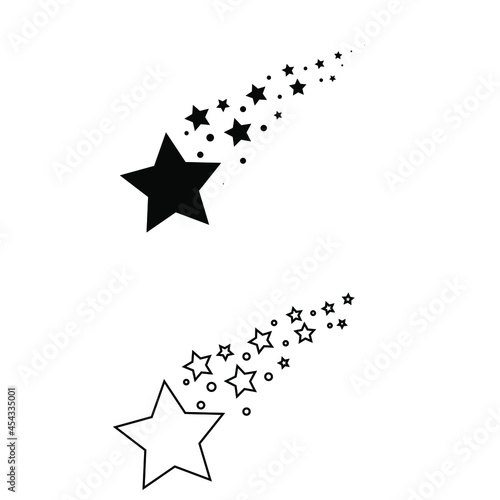 Shooting stars icon vector. Comet tail or star trail illustration sign. fireworks symbol or logo.
