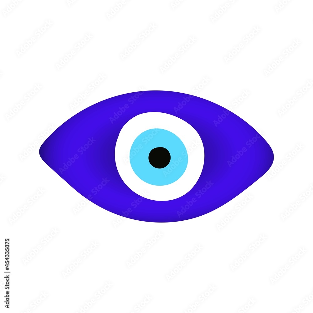 Blue oriental evil eye symbol amulet flat style design vector illustration isolated on white background, Greek or turkish nazar protection talisman. Blue oriental evil eye symbol amulet flat style design vector illustration isolated on white background, Greek or turkish nazar protection talisman.