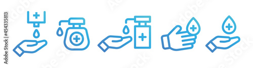 Hand sanitizer icon set isolated on white background.