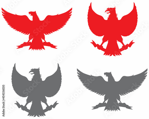 Vector illustration of garuda pancasila translated indonesian national ideology in different color. Suitable for greeting card, poster and banner. photo