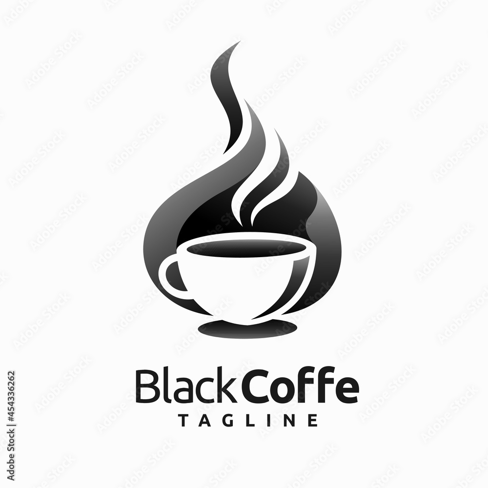 black coffee logo with mug concept black coffee logo with mug concept