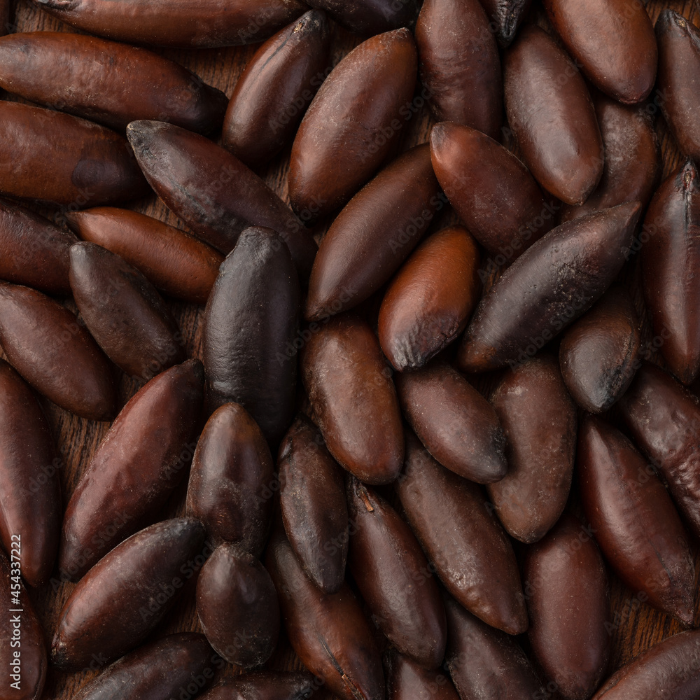 Closeup top view of baru nuts. Food backdrop Closeup top view of baru nuts. Food backdrop