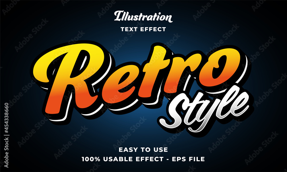 editable retro style text effect vector modern style 