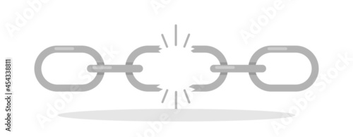Broken chain vector in flat style. Cracked chain symbol for your web site design, logo, app, UI Vector EPS 10.