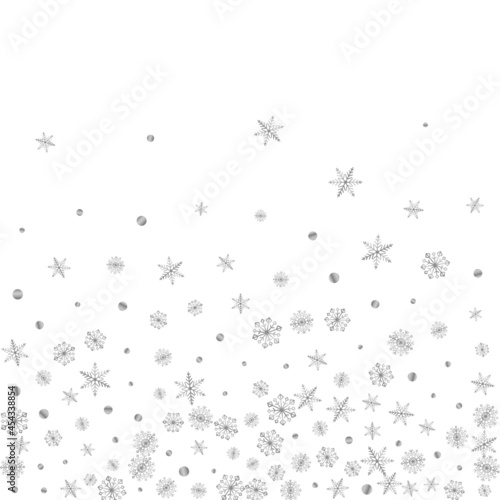 Silver Confetti Background White Vector. Snow Subtle Pattern. Metal Flake January. Luminous Happy Texture.