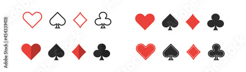 Set of suit cards icon for poker and casino. Flat vector