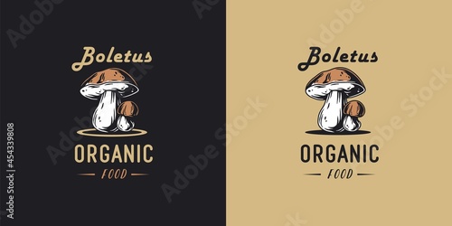 Autumn forest of mushroom picking. Mushroom boletus, porcini or vegetarian fungi for food menu. Organic, natural fungus